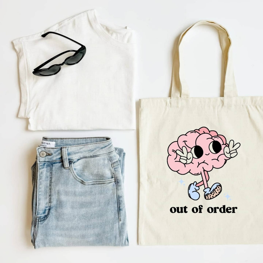 Out of Order Funny Tote Bag, Shoulder Bag, Book Bag